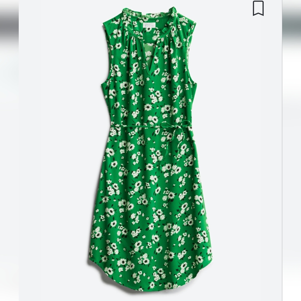 💚 NEW Market & Spruce Green Jeanie Ruffle Floral Dress Size L